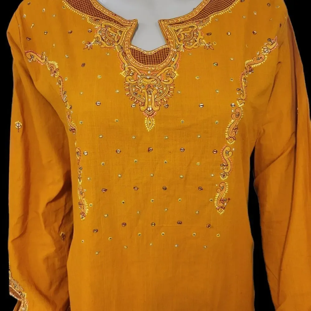 Sequin and Embroidered Straight Kurta with Matching Trousers